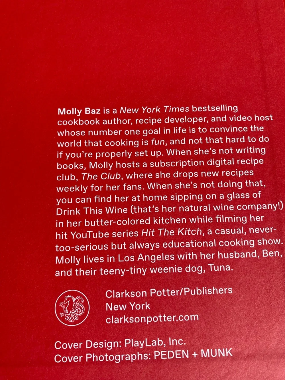 Molly B Red Hardcover Cookbook with Bold White Typography